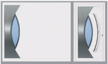 Eingangstür mit passendem Garagentor